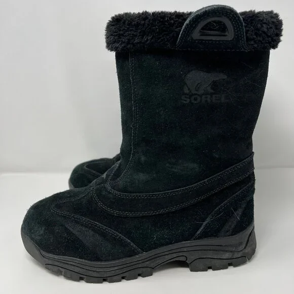 Sorel Waterfall Slip 2 NL1782 Suede Insulated Thinsulate Zip Black Women US 10 - Picture 3 of 12